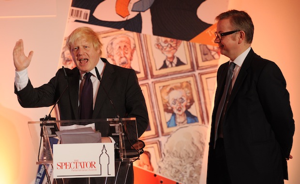 Boris Johnson and Michael Gove at last year's Spectator awards. Picture: PA