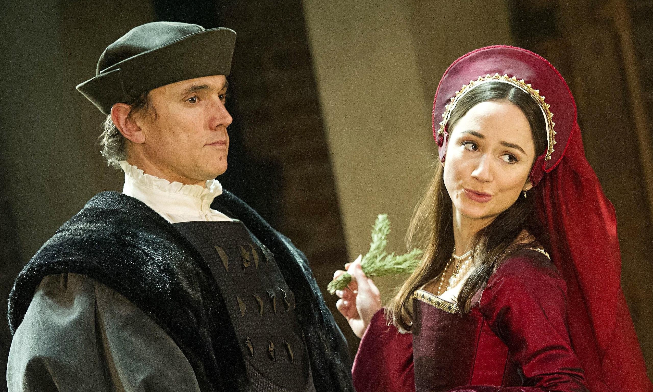 Ben Miles as Thomas Cromwell and Lydia Leonard as Anne Boleyn in Wolf Hall. Photo: Alastair Muir