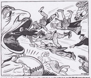 A gaping frog's mouth represents Jewish greed; the cover of Der Stürmer, July 1933
